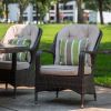 Turnbury Outdoor 9 Piece Patio Wicker Gas Fire Pit Set Round Table With Arm Chairs by Direct Wicker - Brown