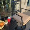 MEOOEM Outdoor Patio Swivel Chairs Set of 2 Patio Metal Dining Rocker Chair with Cushion Suports 250lbs for Garden Backyard Black - default