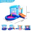 Elephant Inflatable Castle Blue Bounce House w/ Slide Ball Pool and 350W Blower - elephant