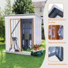 5 X 3 Ft Outdoor Storage Shed, Galvanized Metal Garden Shed With Lockable Doors, Tool Storage Shed For Patio Lawn Backyard Trash Cans - White