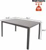 6 Person Outdoor Dining Table, Patio Rectangle Aluminum Table, Gray - KM0612