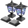 Garden & Patio Landscape Decoration Lighting Solar Post Lights 2 Pcs Set - Blue-Violet - Plastic