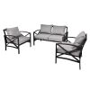 Patio Furniture Metal Arm Chair, 3 Piece Garden Outdoor Contemporary Sofa  - Black+ Gray