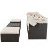 Outdoor Patio Rectangle Daybed with Retractable Canopy, Wicker Furniture Sectional Seating with Washable Cushions, Backyard, Porch - Beige